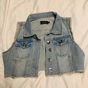 Cropped Denim Vest
